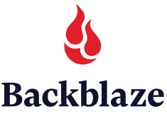 Backblaze logo vertical red navy